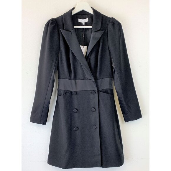 NWT REISS Avani Puff Sleeve Tuxedo Dress - Picture 2 of 10